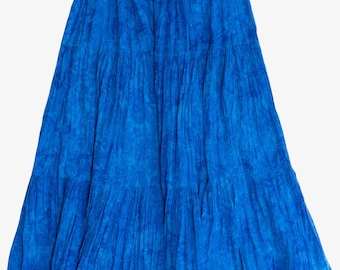 Blue Tie Dye Elastic Waist Maxi Skirt (2000s)