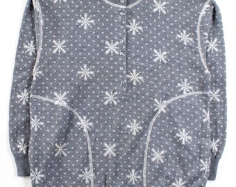 Vintage Snowflakes Henley Pocket Sweatshirt