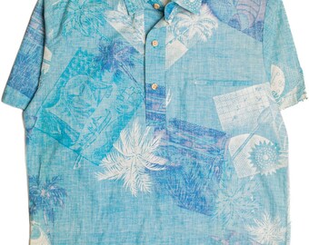 Light Blue Hawaiian Polo Shirt 2270