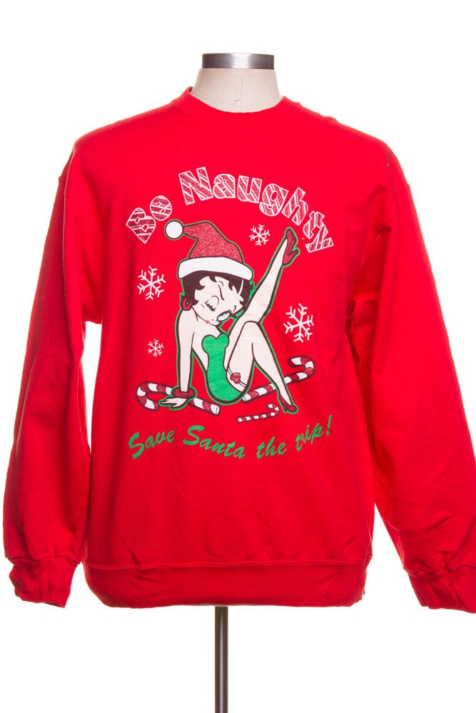 Ragstock Betty Boop Christmas Sweater Red Ugly Christmas