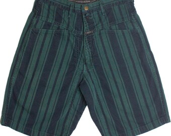 Vintage Navy Green Striped Marithe + Francois Girbaud High Waisted Shorts