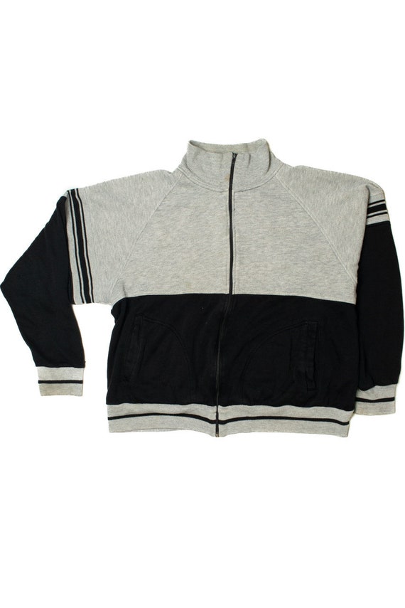 Vintage Neutral Striped Color Block Zip-Up Sweatsh