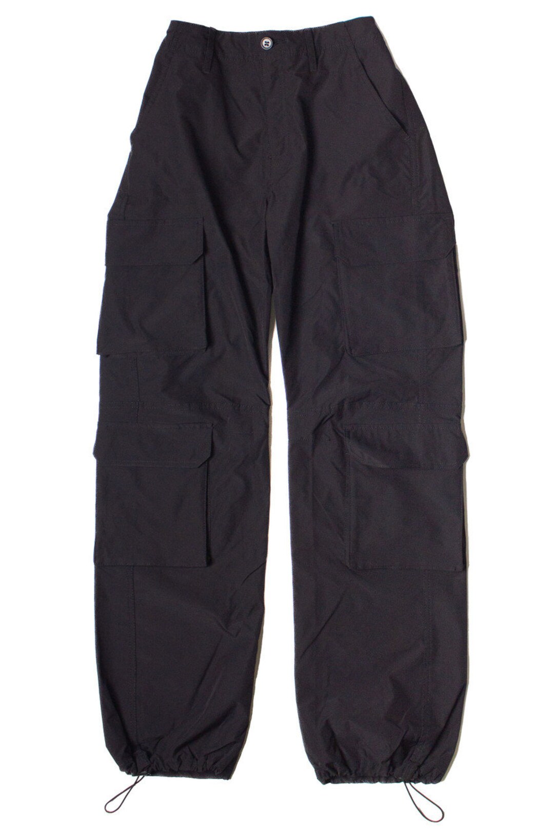 【DEARMINE】Double Rivet Parachute Pants Panno D'Or Red Thin Nylon Parachute Pants with Black Zippers
