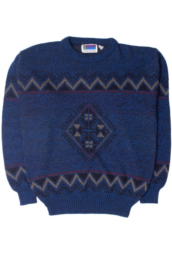 Vintage Zig Zag Stripe Geometric 80s Sweater