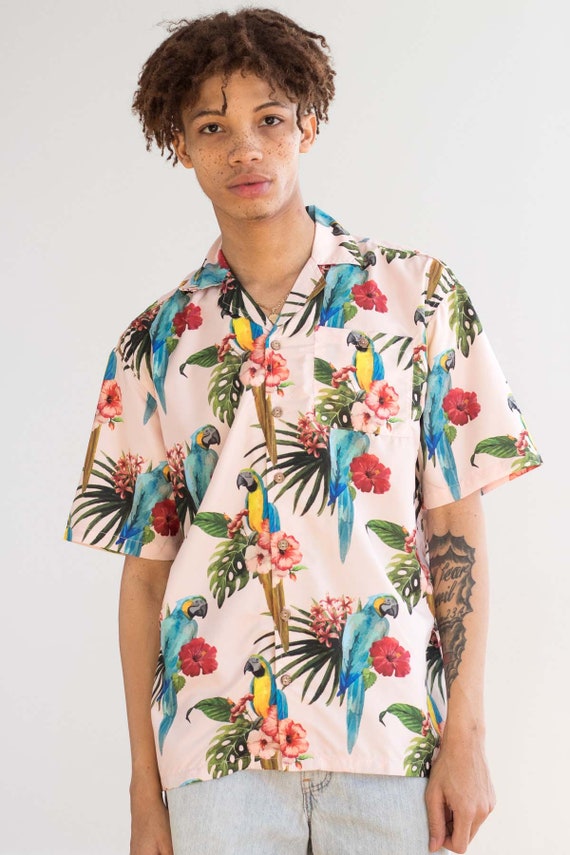Hibiscus Parrot Hawaiian Shirt - Etsy