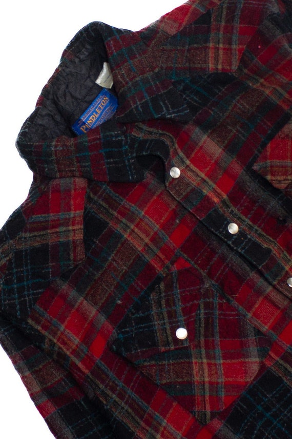 Vtg 90s Pendleton High Grade Western Wear Plaid Wool Pearl
