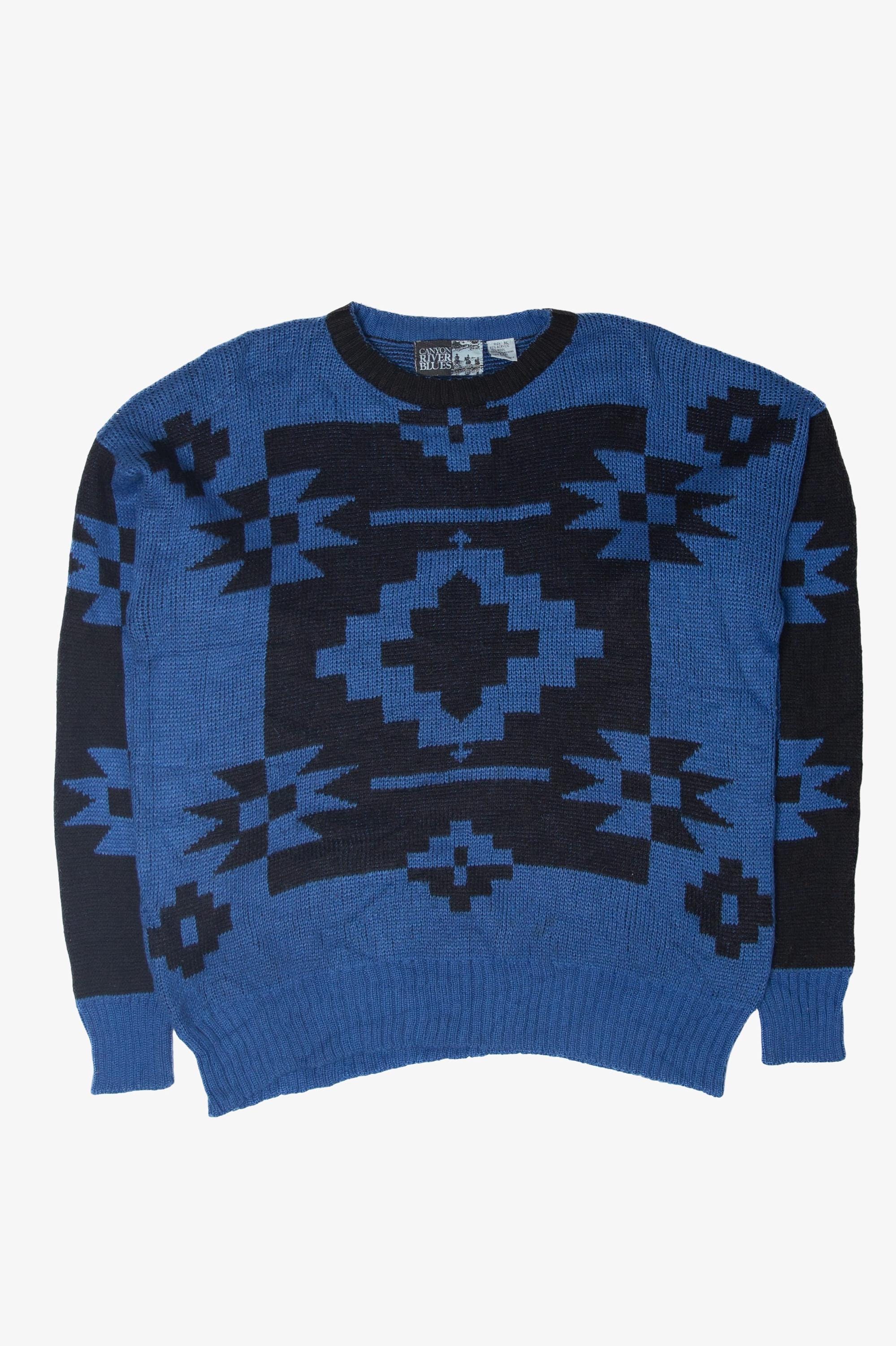 Vintage Canyon River Blues Geometric 80s Sweater (1980s) - Etsy UK