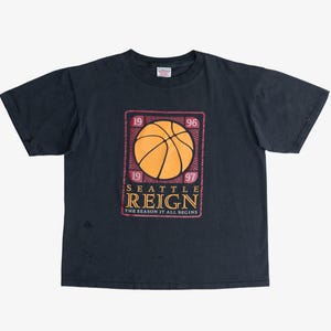 Vintage Thrashed Seattle Reign WNBA '96-'97 Season T-Shirt (1990s)