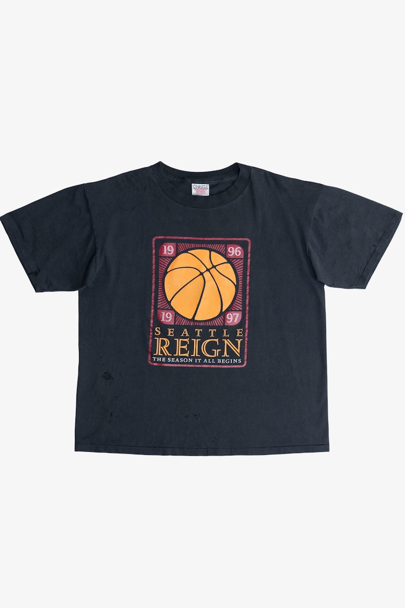 Vintage Thrashed Seattle Reign WNBA '96-'97 Season T-Shirt (1990s)