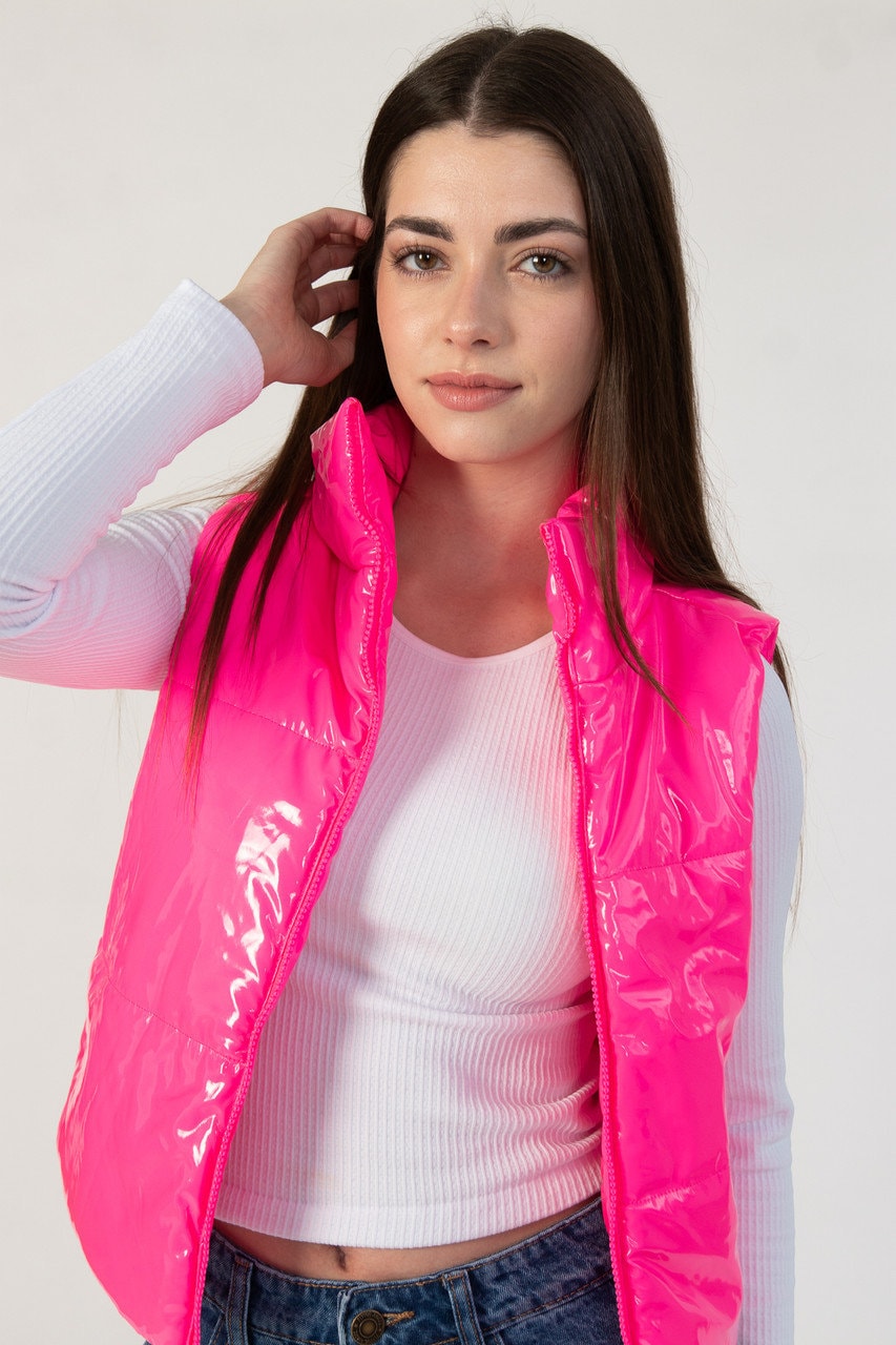 Hot pink outlet quilted vest
