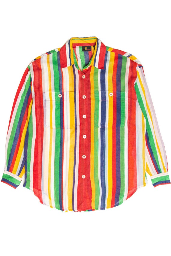 Vintage Liz Sport Striped Button Up Shirt