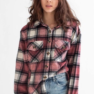 Black & Pink Plaid Oversized Shacket