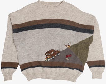 Vintage "Avalanche" Silly Scene Embroidered Sweater (1990s)