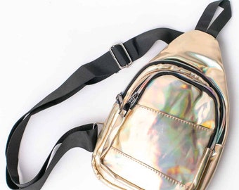 Gold Holographic Sling Bag