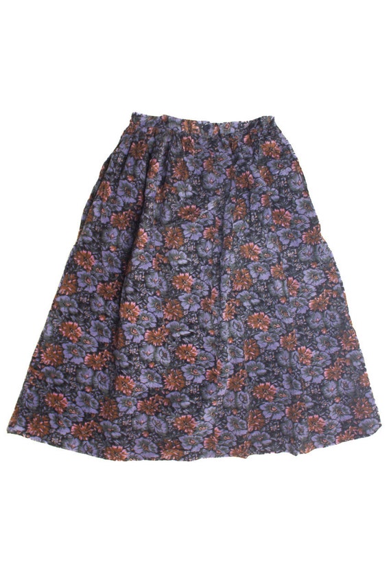 Vintage Purple Floral Midi Skirt (1990s) 652