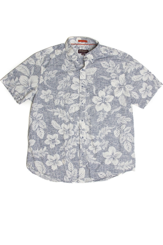 Vintage White Hibiscus Hawaiian Shirt 2362