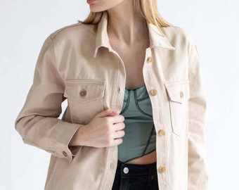 Khaki Washed Denim Shacket