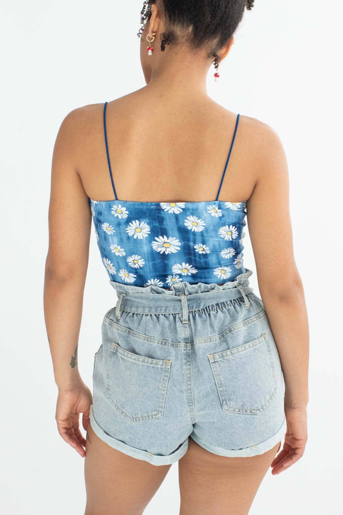 Light Wash Distressed Paper Bag Waist 