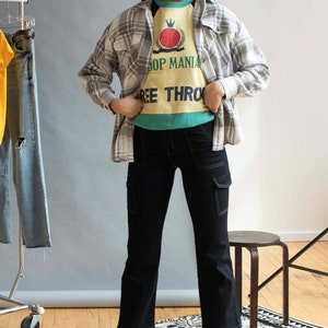 Camisa de franela tejida a cuadros grises