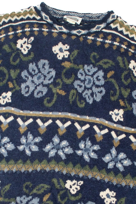 Vintage Blue Floral Basic Editions 80s Sweater Dr… - image 3