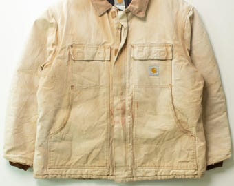 Chaqueta de trabajo Carhartt vintage beige desgastada (años 90)