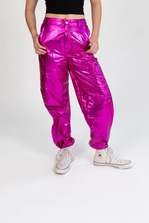 Fuchsia Metallic Parachute Pants - Etsy