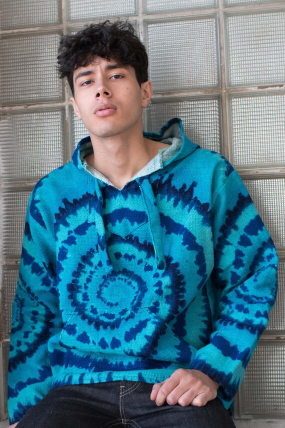 Blue Tie Dye Baja Hoodie Drug Rug Etsy