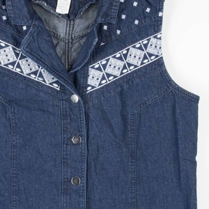 Embroidered Detail Dark Denim Vest
