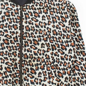 Vintage 90s Silk Leopard Print Bomber Jacket