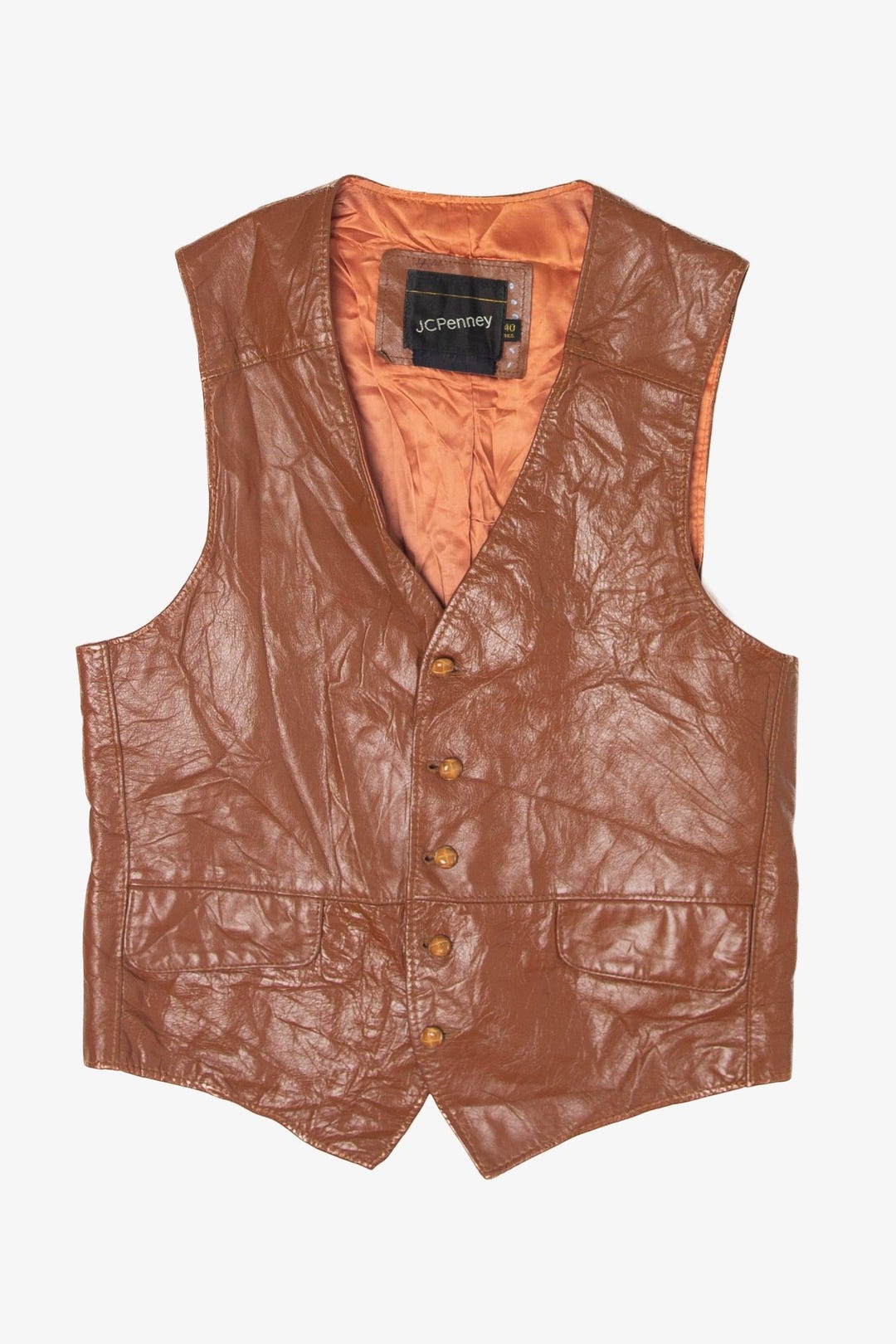 Vintage JC Penney Leather Vest (1990s) - Etsy