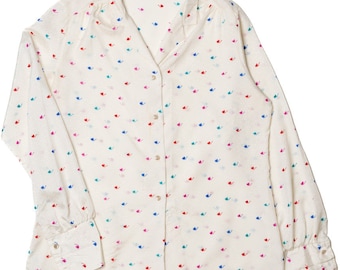 Vintage Floral Ivory Blouse Top