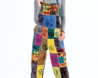 Handgemaakte katoenen patchwork overall: unieke jumpsuit