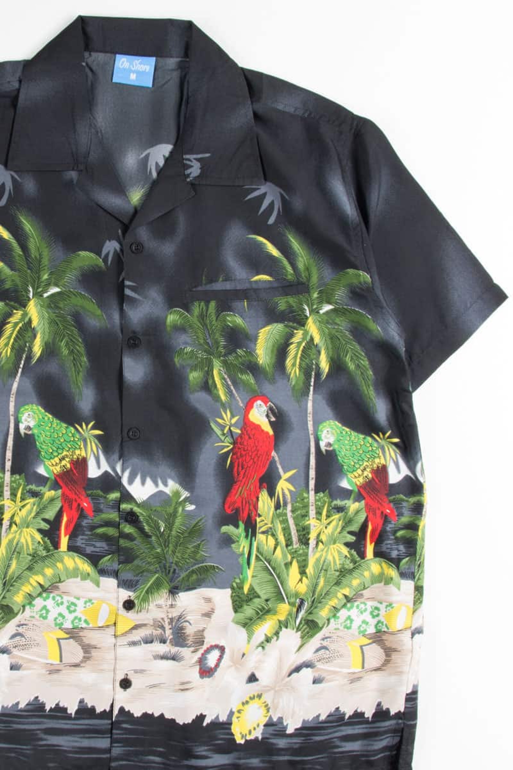 Discover Black Beach Parrots Hawaiian Shirt