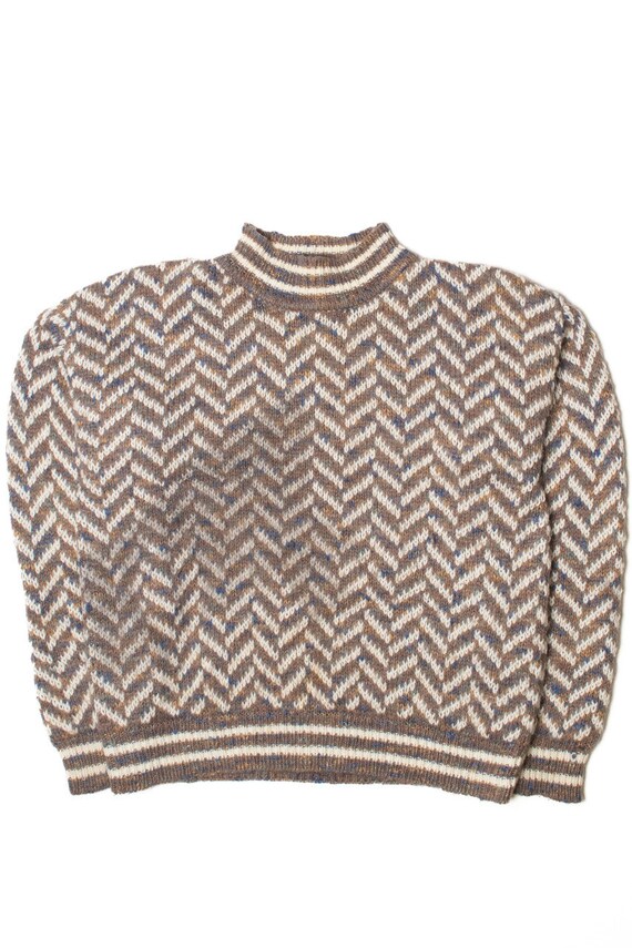 Vintage Mock Neck Geometric 80s Sweater