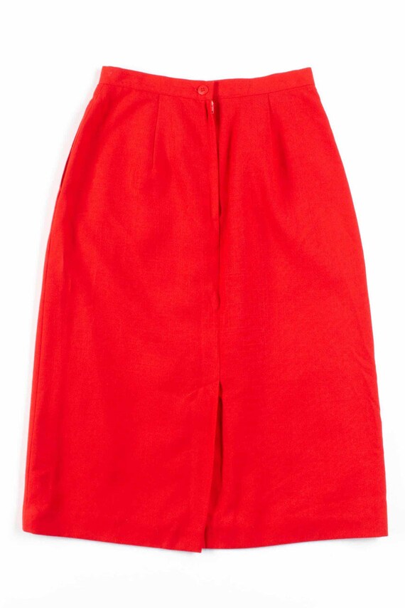 Red Solid Midi Skirt - image 1