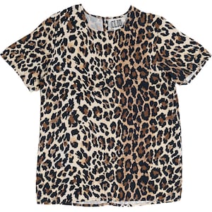 Vintage Leopard Print Keyhole Back Silk Top