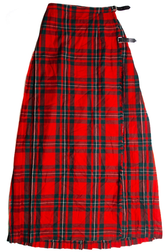 Vintage Plaid Wool Maxi Skirt (80s) 695