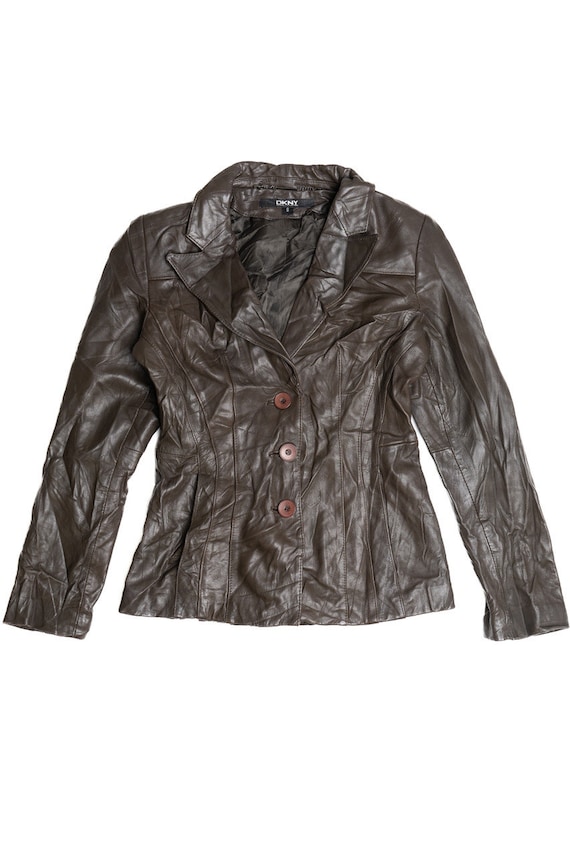 DKNY Button Up Leather Jacket - image 1