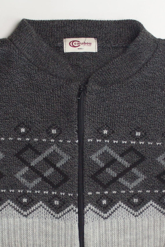 Zip-Up Gray 80s Sweater