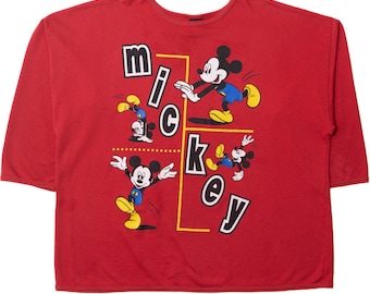 Vintage "Mickey" Spellout Mickey Mouse 3/4 Length Sleeve Sweatshirt