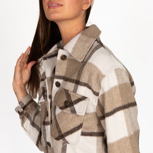 Taupe Skimmer Brushed Plaid Jacket