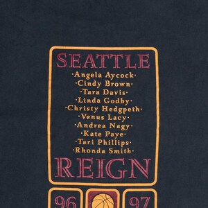 Vintage Thrashed Seattle Reign WNBA '96-'97 Season T-Shirt (1990s)