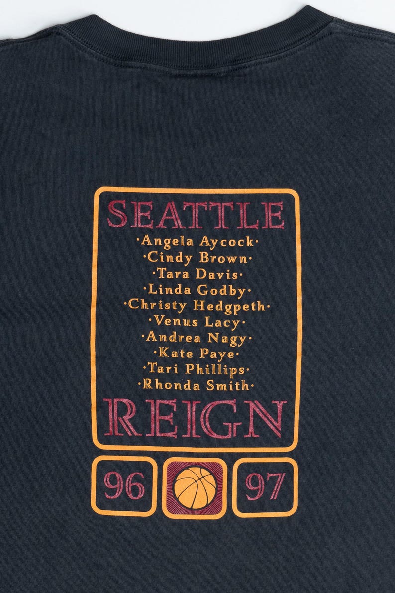Vintage Thrashed Seattle Reign WNBA '96-'97 Season T-Shirt (1990s)