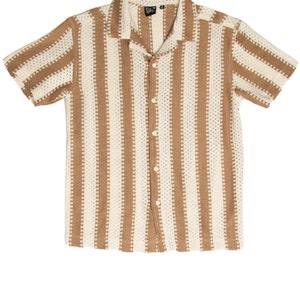 Crochet Striped Woven Shirt