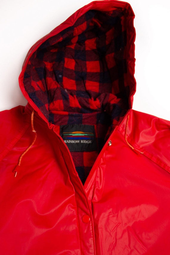 Vintage Red Flannel Lined Rain Jacket