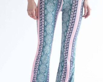 Sage Paisley Print Bell Bottoms | Etsy