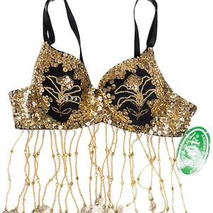 Haut de soutien-gorge à sequins et perles vintage à franges