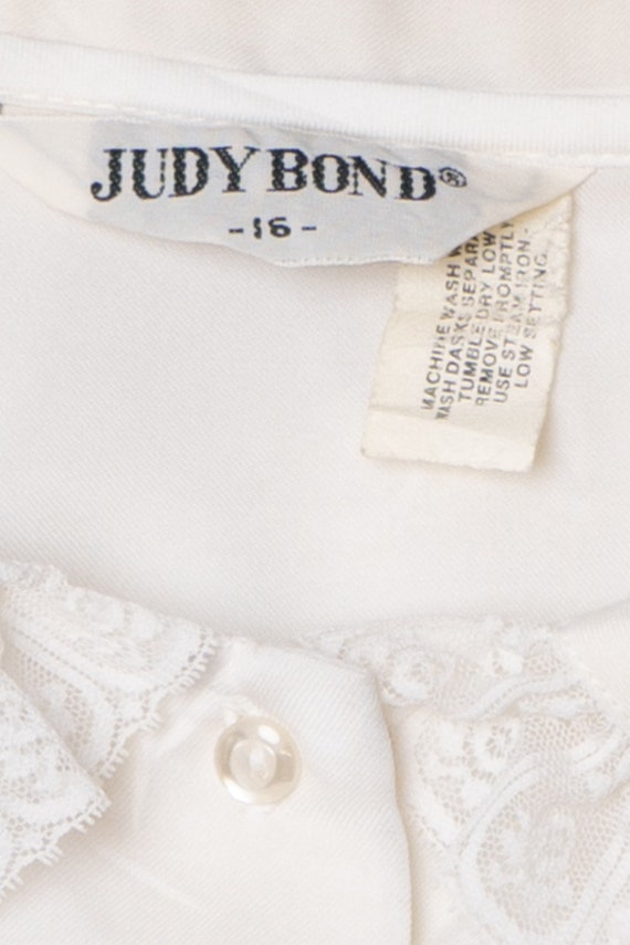 Vintage White Lacey Collar Judy Bond Top - image 3