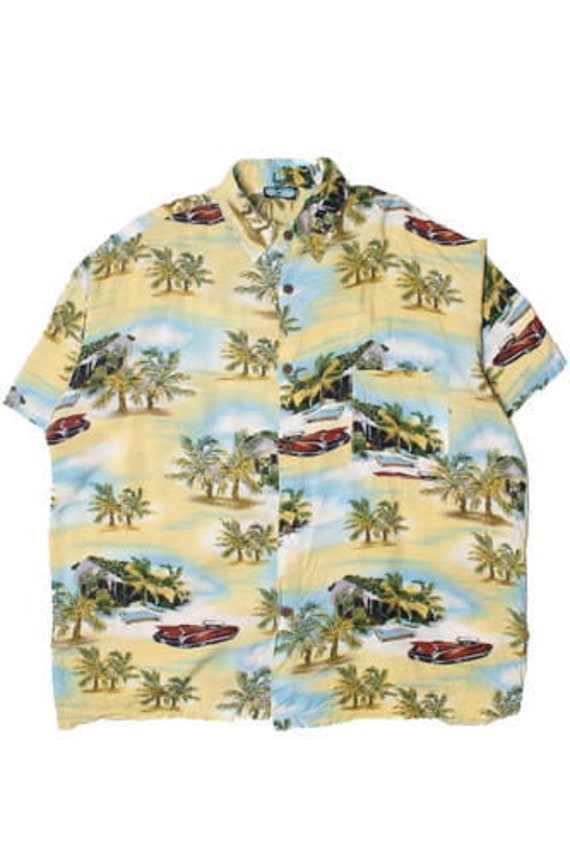 Island Scene With Retro Car Hawaiian Shirt