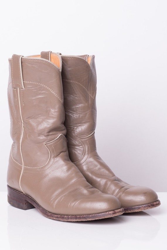 Tan Leather Justin Cowboy Boots (7 C) - image 2
